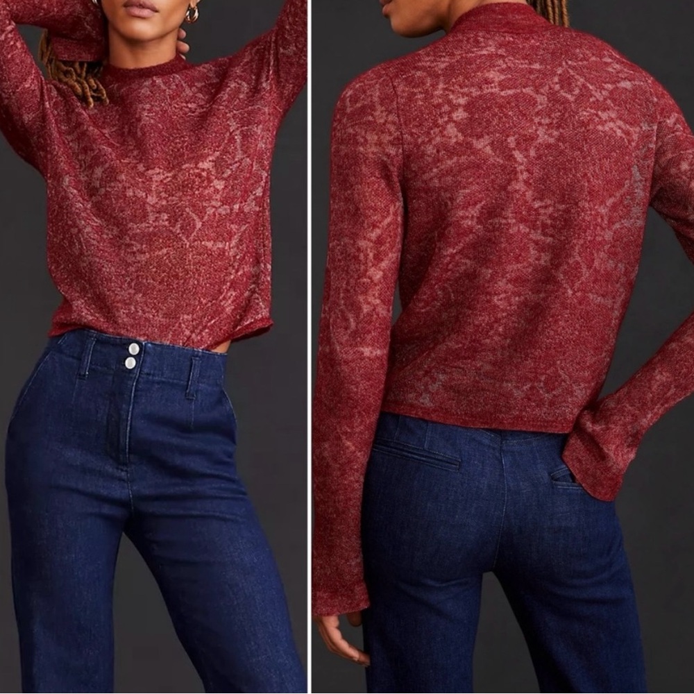 Elegant Red Lace Women's Sweater